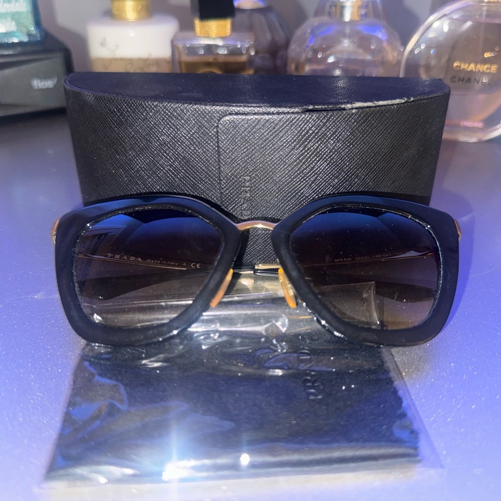 Prada Black and Gold Women's Sunglasses